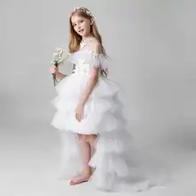Mingli Tengda/белые платья с цветочным узором для девочек, платье с бретельками на шее, украшенное бусинами и бабочками, детское платье с высоким низким подъемом для свадебной вечеринки primera comunion
