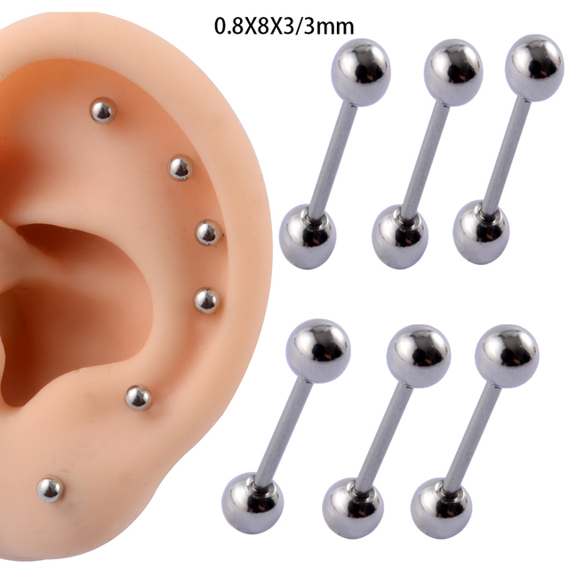 Steel Ear Tragus Cartilage Piercing Silver Color Ball Earring Conch Ear Lobe Stud Helix Cartilage Piercing Jewelry