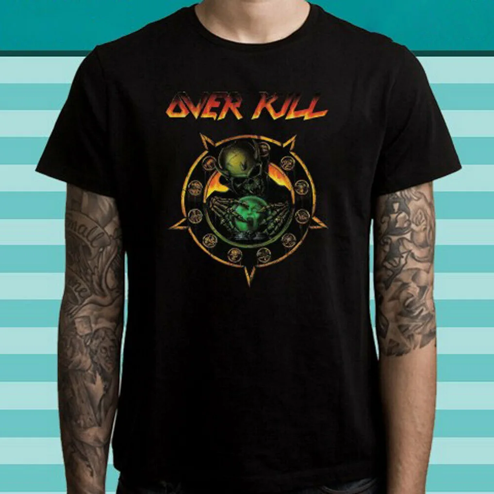 OVERKILL Logo Thrash Metal Band Legend Мужская Черная Футболка размер S до 3XL лучшие рождественские