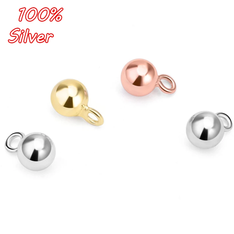 Круглые бусины шармы из серебра 925 пробы под розовое золото 4 мм 5 2 шт.|diy accessories|beads