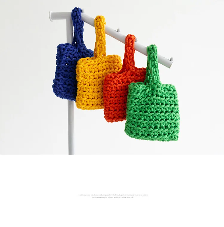 Women Casual Woven Knitted Small Handbag