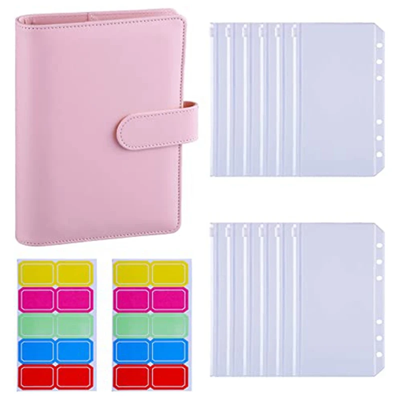 Funda para Carpeta A6 de PU con 12 Uds., bolsa de carpetas A6, 6 hebillas, presupuesto en efectivo