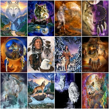 

HUACAN Paint By Number Wolf Drawing On Canvas Hand Painted Painting Art Gift DIY Pictures By Numbers Animal Kits Home Decor