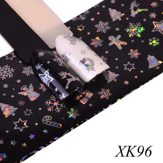 Стикер для ногтей 100x4 см, Рождественский узор для ногтей, 3D Снежинка, звезда, лазер, блестки, Рождественский дизайн ногтей, Переводные фольги для ногтей - Цвет: Бежевый