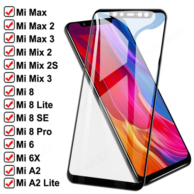Protector de pantalla de cristal templado 9D para Xiaomi, Protector de pantalla de vidrio templado para Xiaomi Mi 8 SE A2 Lite Mix 2 2 2S 3, Mi6 6X Max 2 3