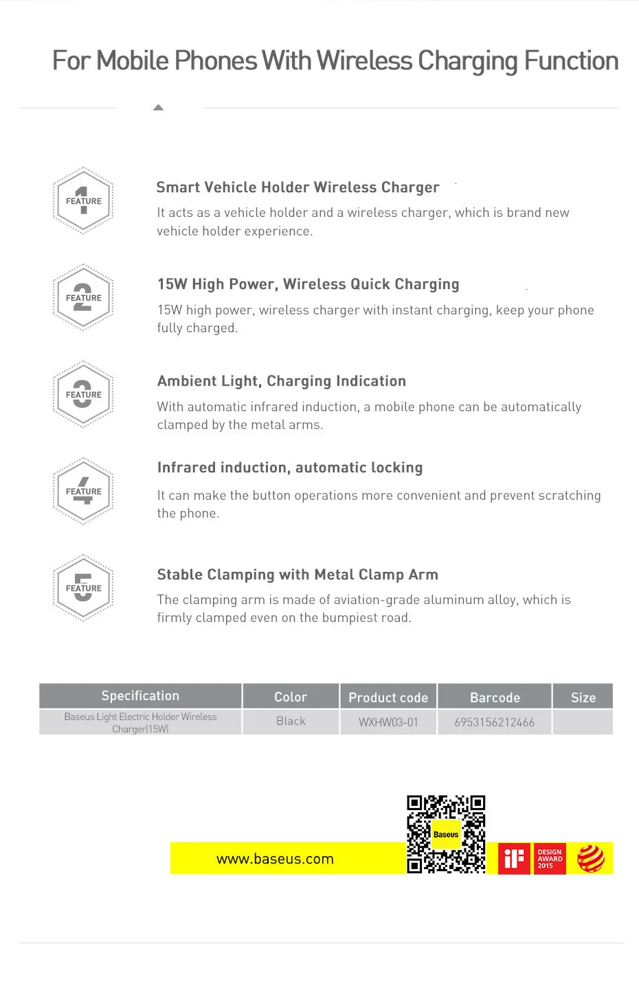 Baseus Qi автомобильное беспроводное зарядное устройство для iPhone 11 samsung Xiaomi 15 Вт Индукционное автомобильное крепление быстрая Беспроводная зарядка с автомобильным держателем для телефона