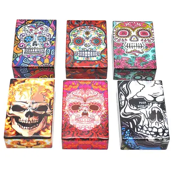 

95x62mm Skull Printed Plastic Cigarette Case for 20pcs Cigarette Loading Personlized Ghost Head Cigarette Storage Container Box