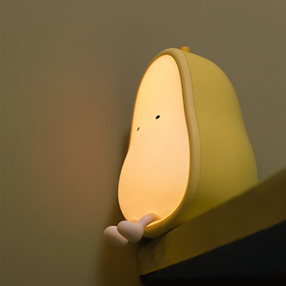 LED Pear-shaped Fruit Night Light USB Rechargeable Dimming Table Lamp Bedroom Bedside Decoration Silicone Light Kid Gift potato night light