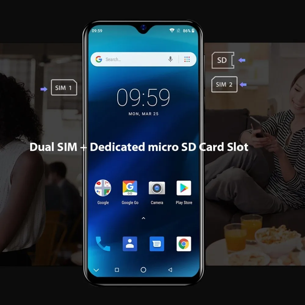 Blackview A60 Pro смартфон на Android 6 088 дюймов 4G LTE 4080 мАч 9 0 3 ГБ ОЗУ двойная задняя камера