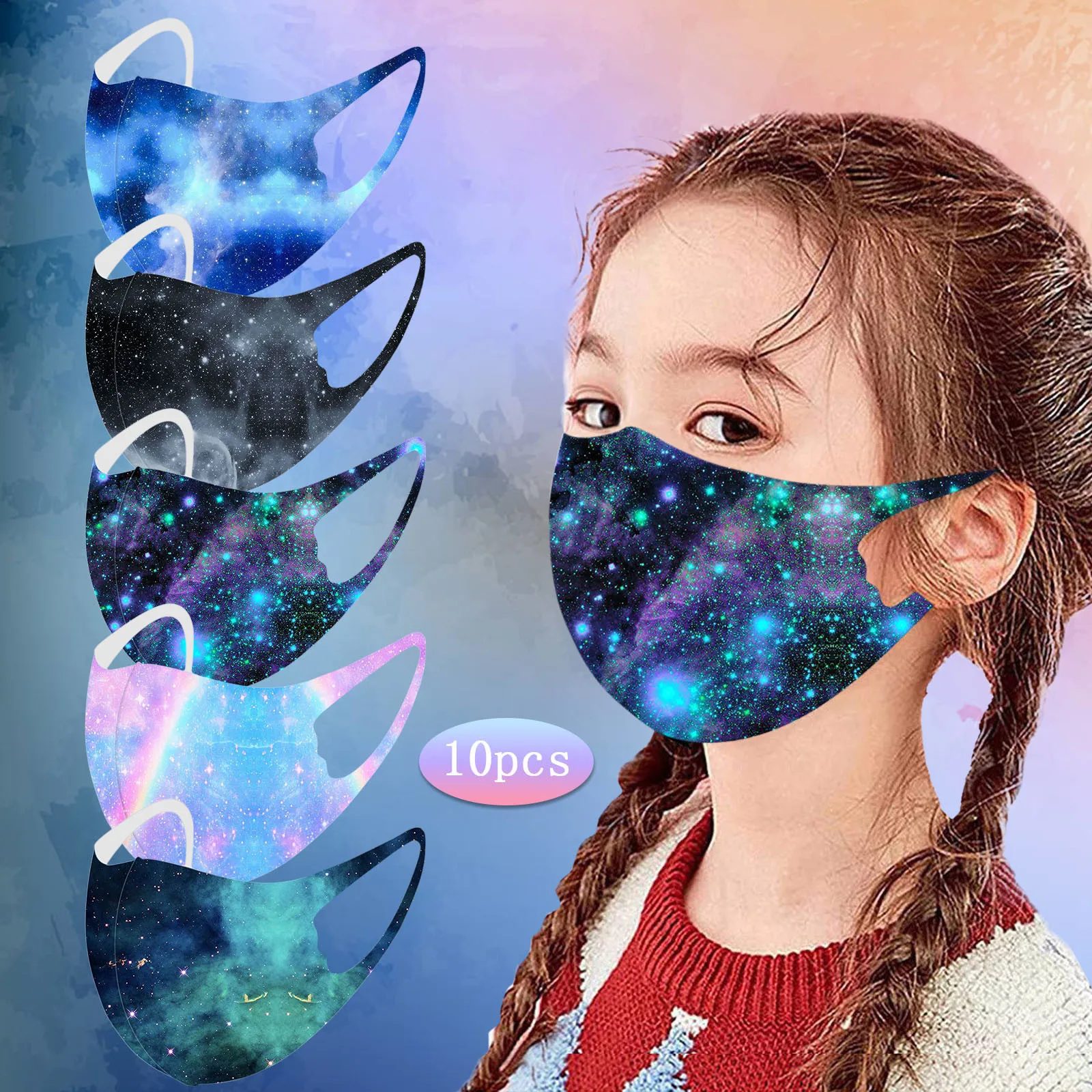 

6-12 Years Old 10PCS Dust-Proof Silk Protective Printed Masks Maschera mascara masque Children's Gradient Ice facial Cosplay