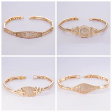 Очаровательные Позолоченные звенья цепи браслеты для женщин и мужчин CZ кубический цирконий Теннисный браслет Дубай ювелирные изделия подарок Прямая поставка