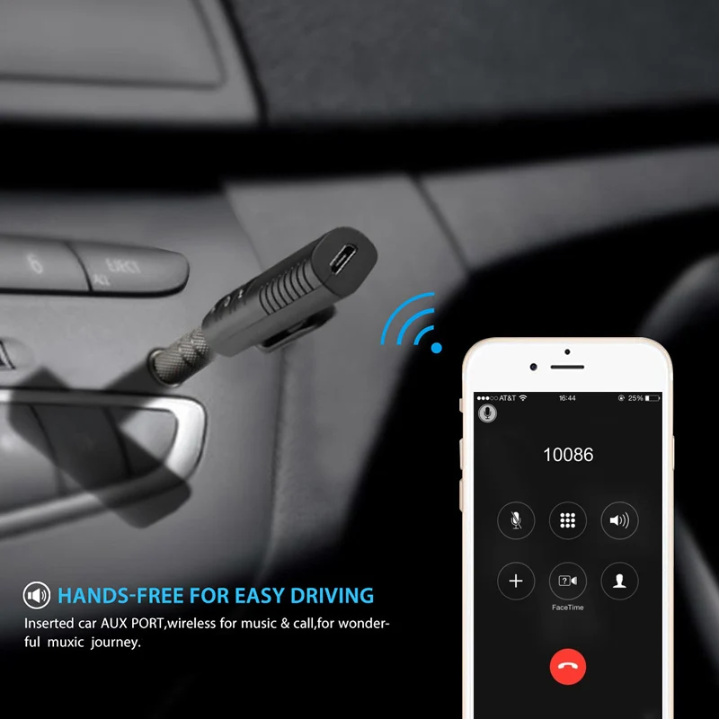 Junsun Car Bluetooth AUX Universal 3.5mm jack Bluetooth Kit Audio Adapter FM Transmitter Handsfree Phone Call Music Receiver