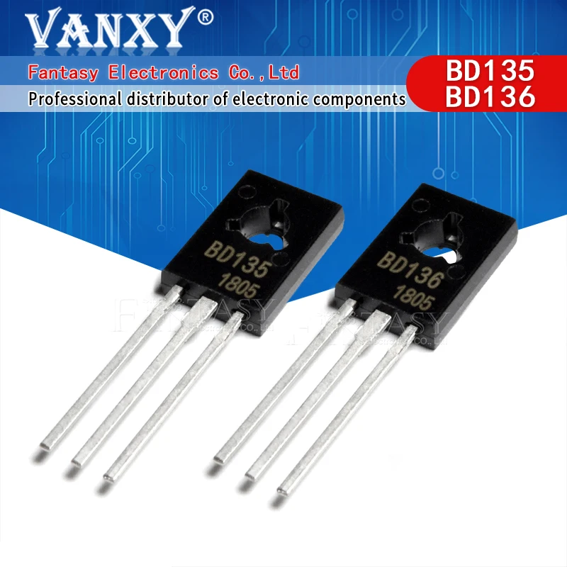 50 шт. BD135 + BD136 каждый 25 транзистор TO 126 PNP NPN Epitaxial Триод Транзистор|Интегральные