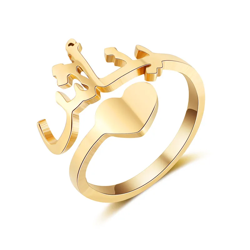 

FYW Custom Arabic Name Rings for Women Personalized Stainless Steel Adjustable Finger Ring Rose Gold Jewelry Special's Day Gift