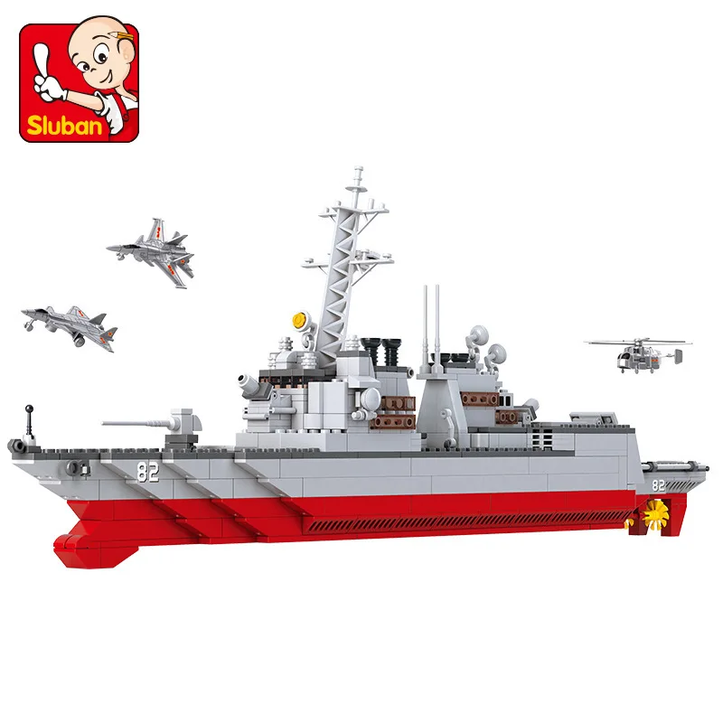 

Small Luban 0390 Destroyer Military Ship Model Children'S Educational Spell Assembly Building Blocks Toy