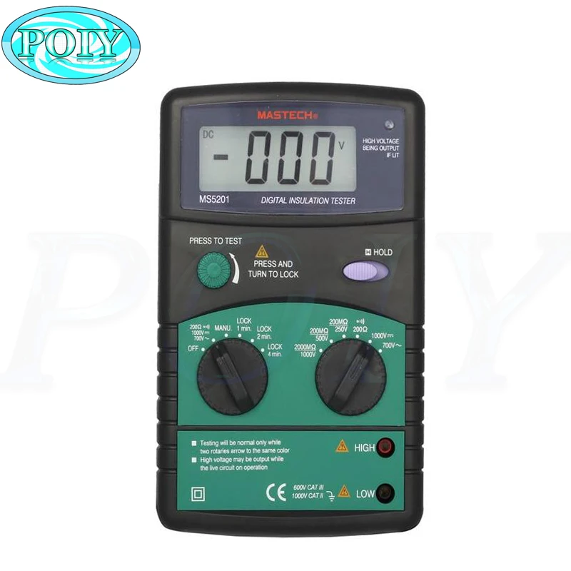 Быстрая Mastech MS5201 Цифровой 1999 отсчетов мегомметром тестер изоляции сопротивление AC/DC напряжение со звуком/светильник сигнализация