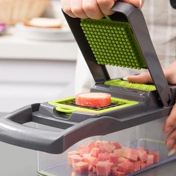 

2pcs Tray+Vegetable Tool Chipper Shredder Garlic Meat Chopper Carrot Potato Slicer Salad Machine Kitchen Kitchen