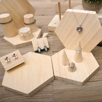 

2x Wood Ring Display Stand Taper Finger Ring Jewelry Holder Organizer DIY Craft
