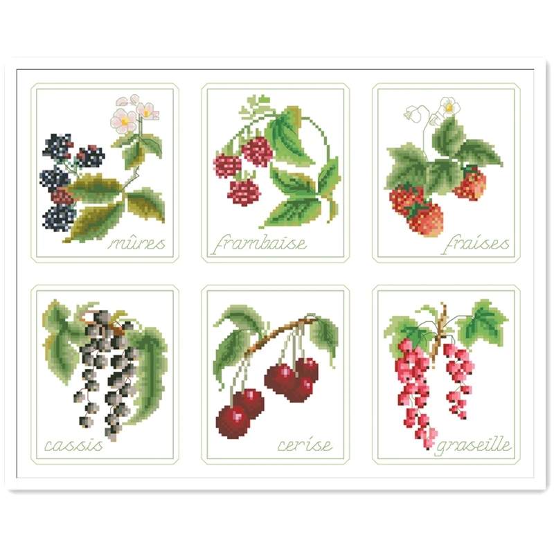 Red berries cross stitch package plant 18ct 14ct 11ct cloth cotton thread embroidery DIY handmade needlework | Дом и сад