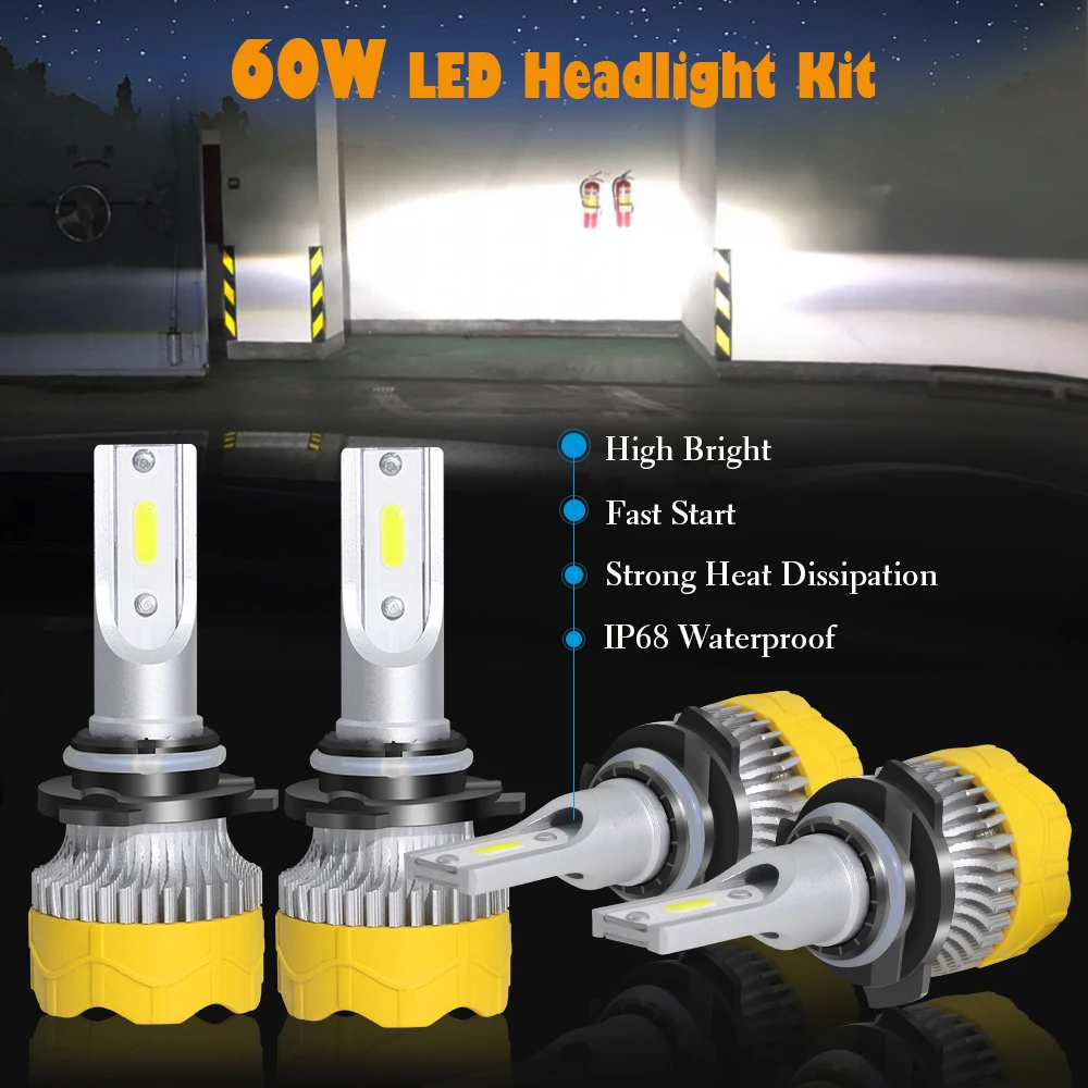 Billige Buildreamen2 4 Stück 9005 9006 Auto LED Halogen Scheinwerfer Licht Auto Scheinwerfer Hohe Abblendlicht 12V Für Dodge Journey 2009 2019