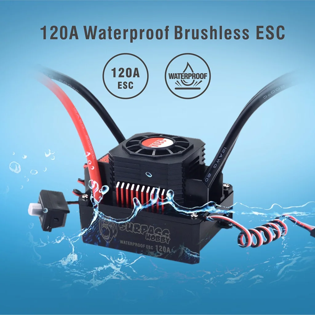 Waterproof brushless rc motor 3674 +esc 120a potente para carro eltrico for big rc cars 1:8 brushless dc motor with shaft