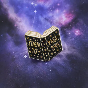 

Black Book Badge Turned to 394 Pages Metal Enamel Brooch Fashion Universe Star Pin Book Backpack Jewelry Gift For Friends