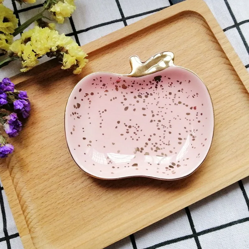 Nordic Style Electroplated Ceramic Fruit Jewelry Storage Tray Household Cute Jewelry Storage Dish For Ladies