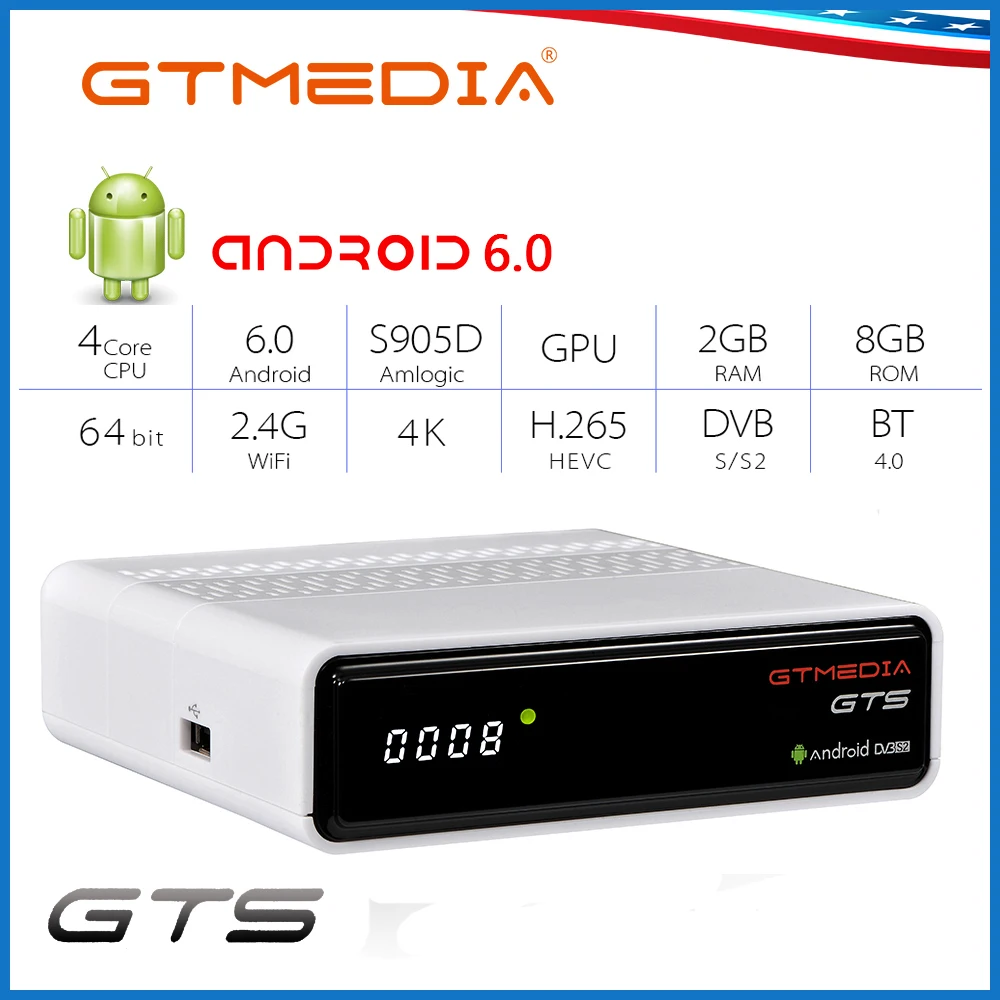 Freesat GTmedia GTS Android 6 0 4K Smart TV BOX Amlogic S905D комбо DVB S2 цифра спутниковый телевизионный