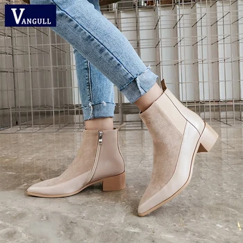 

Women Ankle boots Genuine Leather 22-24.5 cm feet length ankle boots for women Leather stitching online celebrity Chelsea boots