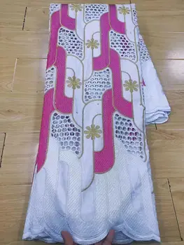 

Hot Selling African BAZIN Riche Getzner Fabric With Diamond Embroidery French Punch Cotton Lace Fabric 5Yards For Dress