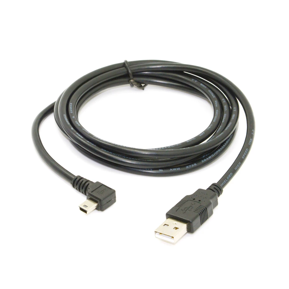 Mini USB B Type 5pin Male 90 Degree to USB 2.0 Male Data Cable 0.25m 0.5m 1.8m 5m USB Charging Cable USB Extension Cable Charging Cable USB Printer Cable USB Splitter Cable USB Connector Adapter USB Cable USB Splitter Hub