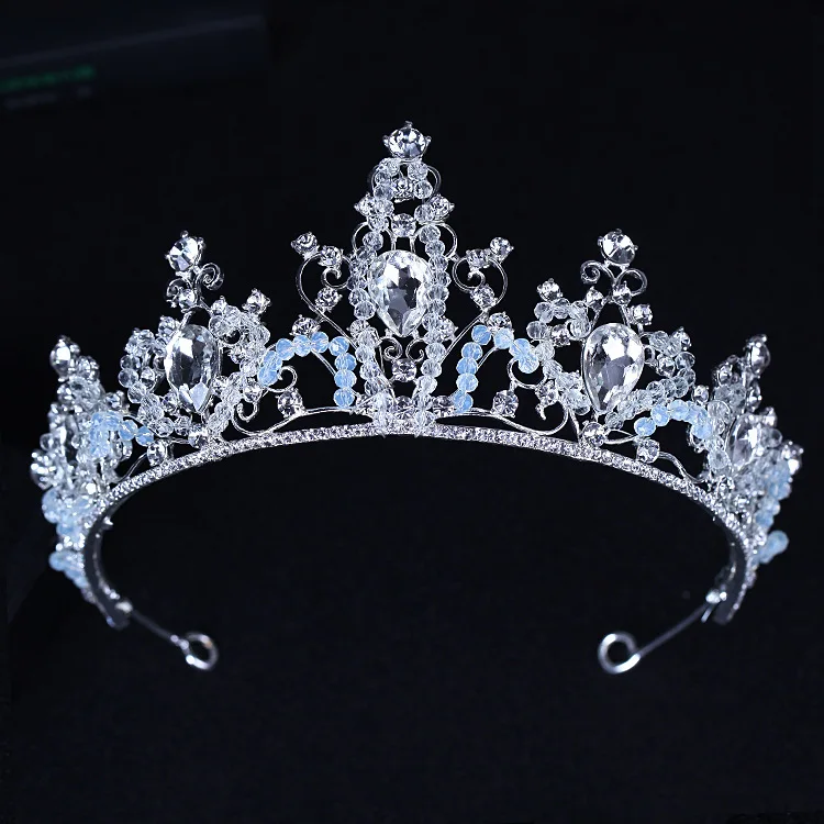 

Sweet Bride Crystal Crown Headdress Wedding Dress Marriage Ornament Luxury Baroque Man-made Diamond Hair Bands Hair Accessories