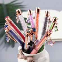 Stylo à bille en cristal pour fille, pendentif étoile en cristal, stylo en métal, nouveauté, papeterie d'écriture scolaire, livraison directe