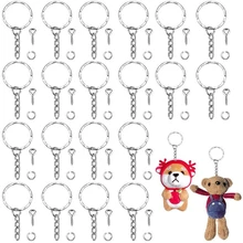 120PCS Split Key Ring with Chain and Jump Ring Split Key Ring with Chain Silver Metal Split Key Chain Open Jump Ring Kit