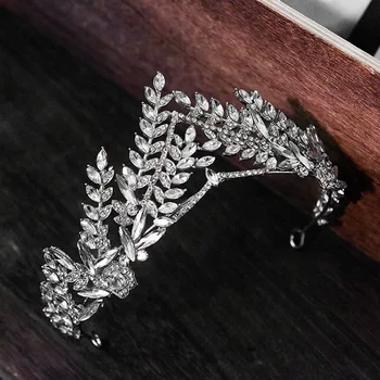 

Silver Color Crystal Tiara Baroque Diadem Rhinestone Bridal Tiaras and Crowns Headbands for Women Bride Wedding Hair Accessories