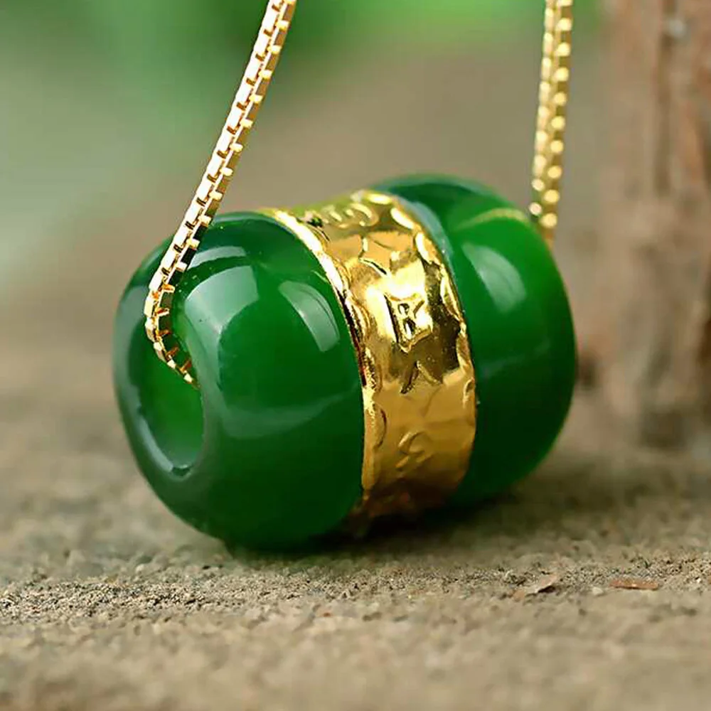Drop Shipping Chalcedony Transfer Beads Pendant Gold LuLuTong Necklace Lucky Amulet Lovers Jewelry For Men Women Gift | Украшения и