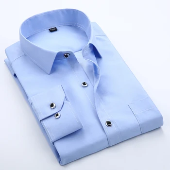 

Pure Color Men's Long-sleeved Shirts Loose and Comfortable Men Business Professional Shirt Black White Blue Casual Shirt Male