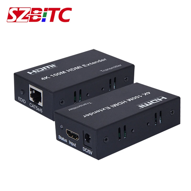 

SZBITC 4K 100M HDMI Extender Extension Cord Converter Over CAT 5e/6 6e UTP RJ45 LAN Network Card Ethernet Cable
