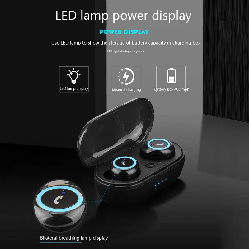 

Mini TWS Bluetooth 5.0 Earphone Hifi 3D Stereo Wireless Earbuds with Charging Case with Microphone Handsfree Sport Headphones