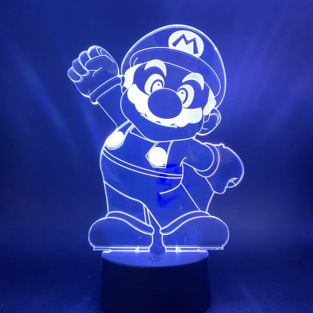 СВЕТОДИОДНЫЙ Ночник мультфильм Марио свет для детей спальня ночник 7/16 цветов Изменение прекрасный мультфильм сенсорный сенсор 3D лампа