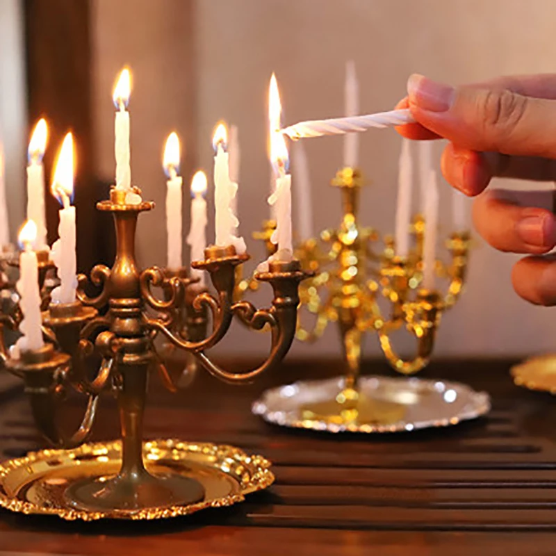 1Set Candles And Candlestick, Birthday Party Cake Candle Holders, Toppers Decoration, Candle Decoration