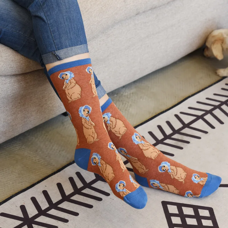 

Hot Sale Colorful Women's Cotton Crew Socks Funny Corgi Dog Flamingo Animal Pattern Creative Ladies Novelty Socks For Gifts