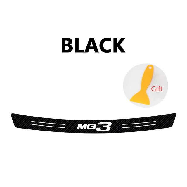 Carbon Fiber Car Tail Trunk Scuff Guard Protector Sticker Rear Bumper Load Edge Protection Decal for MG MG3 Emblem Accessories black