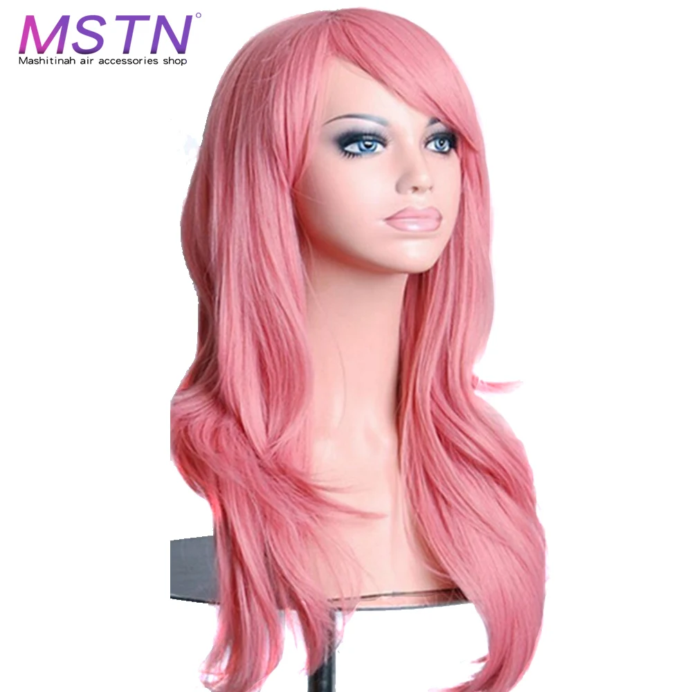 

MSTN 26 Inch Long Wavy Hair Synthetic Wigs for Black Women Black Yellow White Red Pink Blonde Cosplay Wigs Heat Resistant