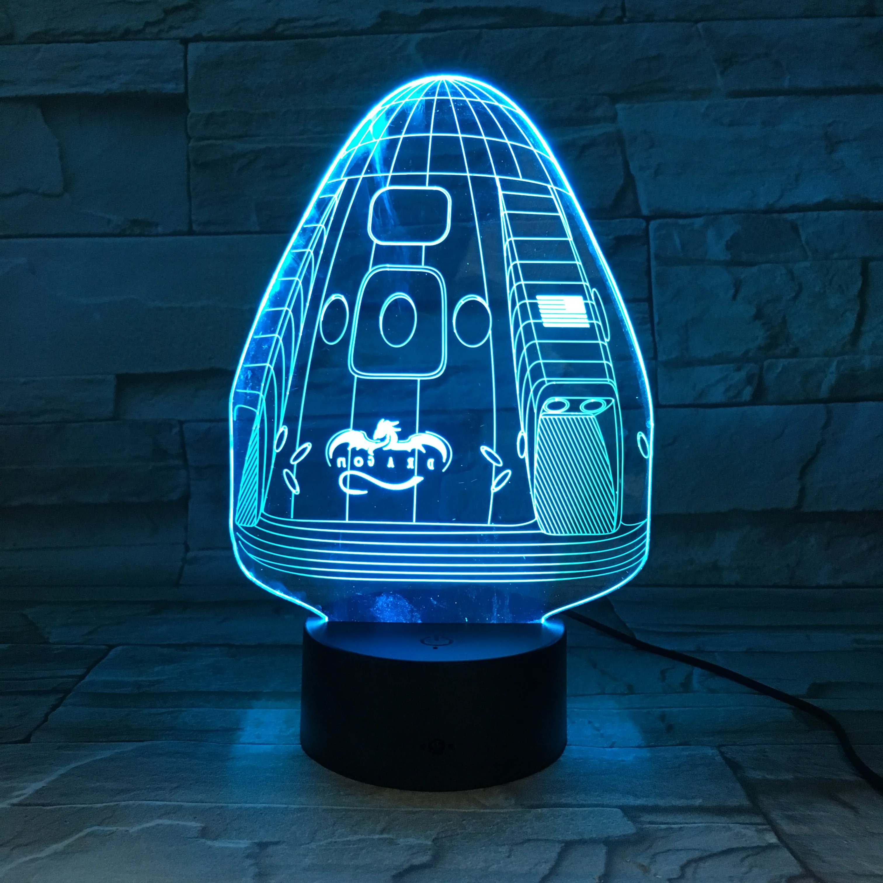3D лампа Space X Dragon космический корабль уникальный подарок для любителей астрономии сенсорный датчик светодиодный ночной Светильник Прямая поставка