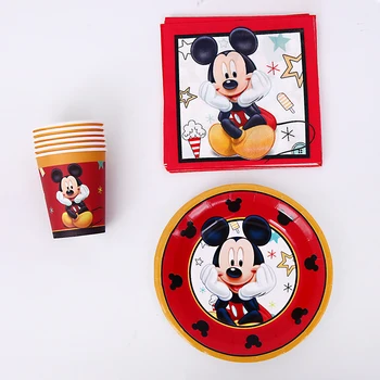 

22pcs Mickey Package for 6 People Party Supplies Disposable Party Cups Kids Birthday Party Tableware Party Decoration