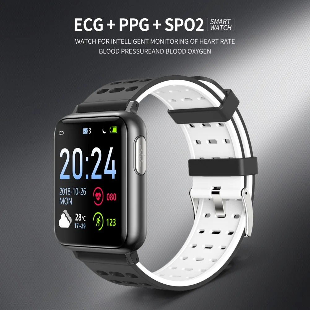  JSK V5 Waterproof ECG PPG Heart Rate Blood Pressure Activity tracker Monitor Sport Call Message Rem