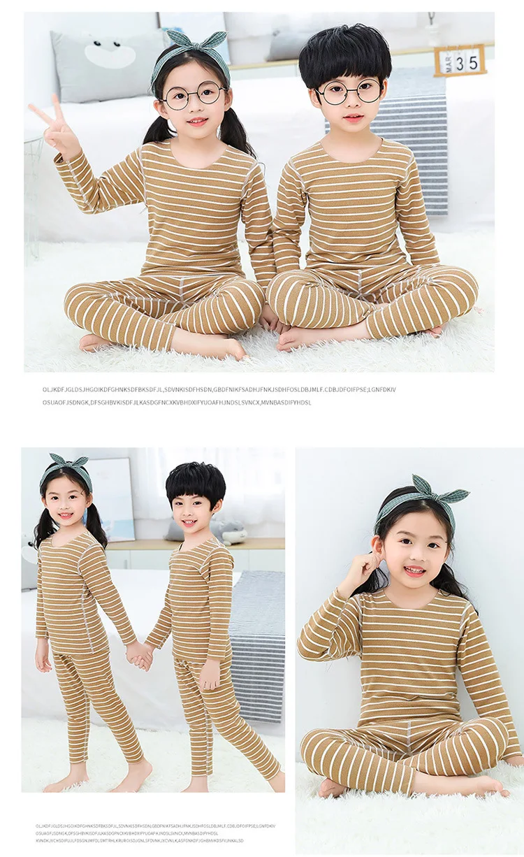 cotton sleepwear for toddler girl Seamless Thermal Kids Long Sleeve Autumn Winter Kids Thermal Underwear Set Teenage Boys Girl Pajamas Child Sleepwear 4 6 10 12 Y cotton baby nightgown