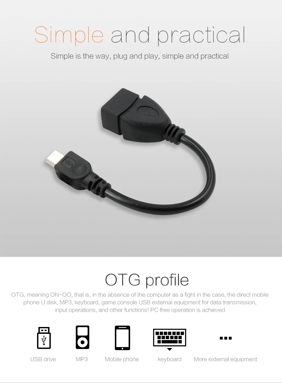 Adaptador de Cabo Usb para Laranja Cabo Laranja Conversor Micro Usb pi Otg 4 Cabo laranja pi otg, conversor micro usb,