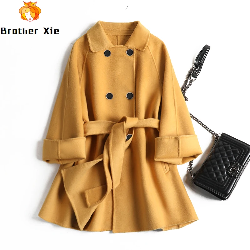

100% Wool Coat For Women 2020 New Double-sided Wool Short Woolen Cloth Coat Show Slim Fashion Female Coat Plus Size Coats Autumn